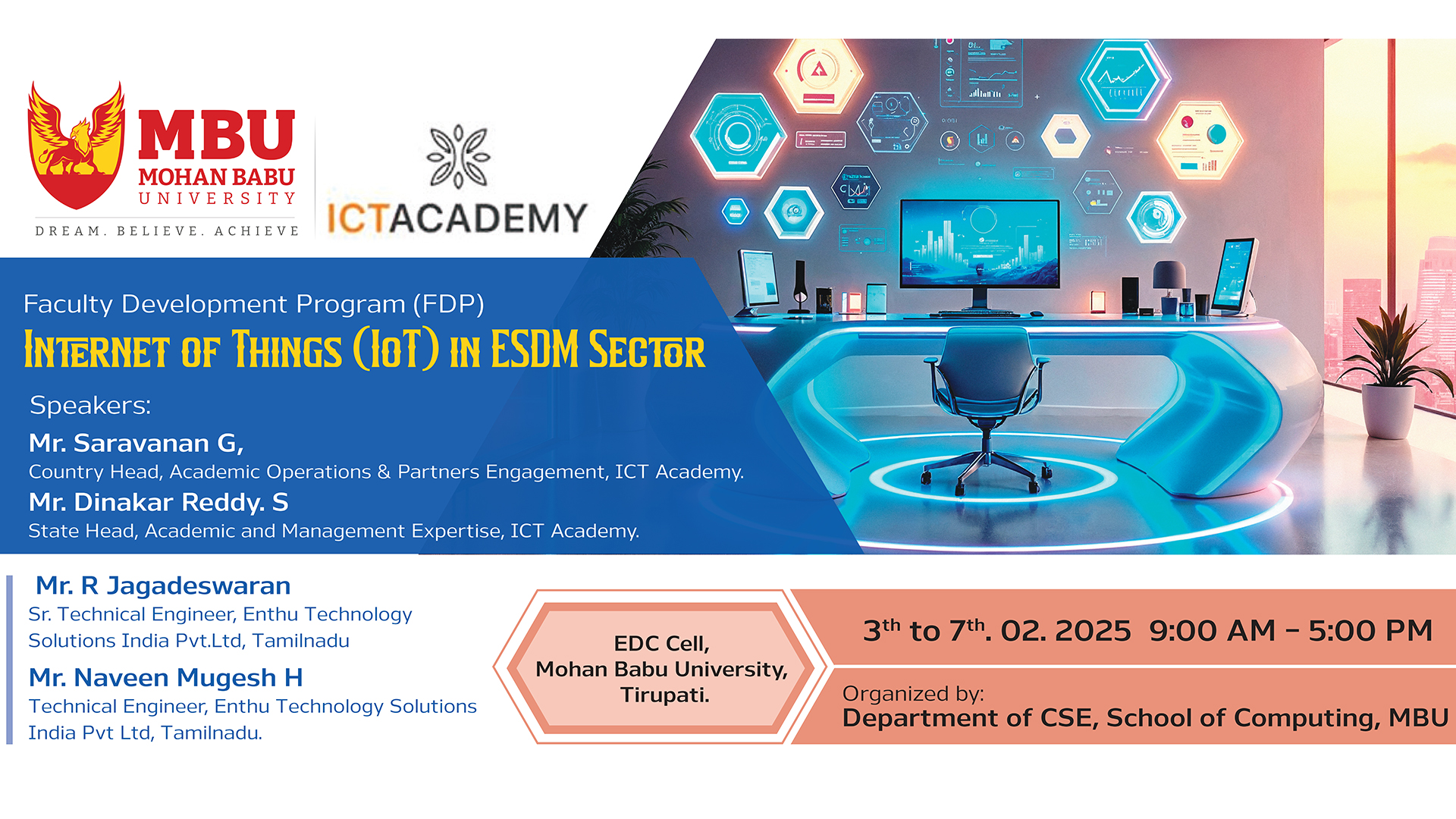 One Week Faculty Development Program (FDP) On “Internet of Things (IoT) in ESDM Sector”